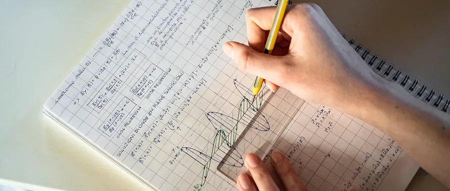 Math equations on graph paper